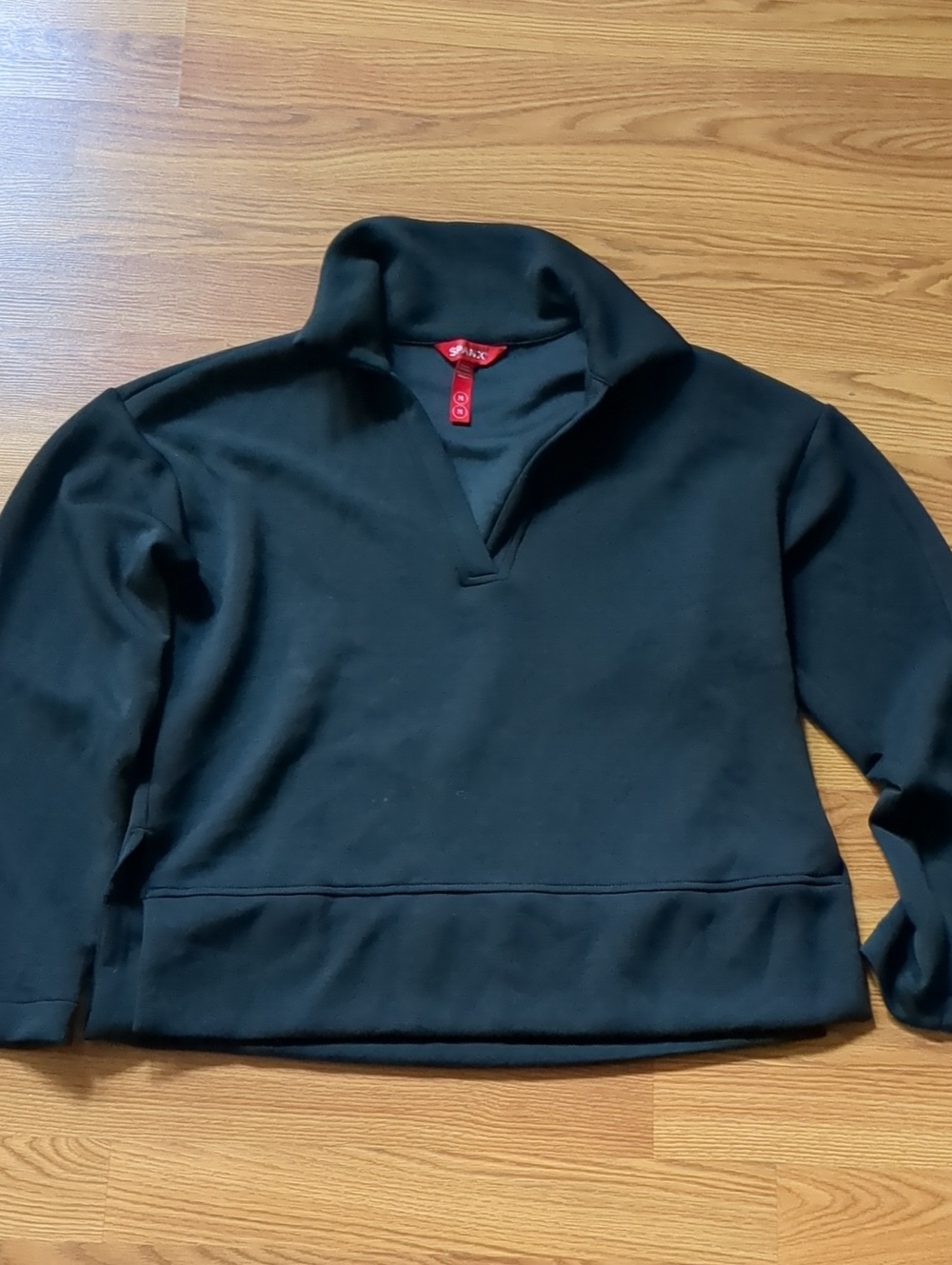 SPANX AirEssentials V Neck Polo Sweatshirt Very Black Medium